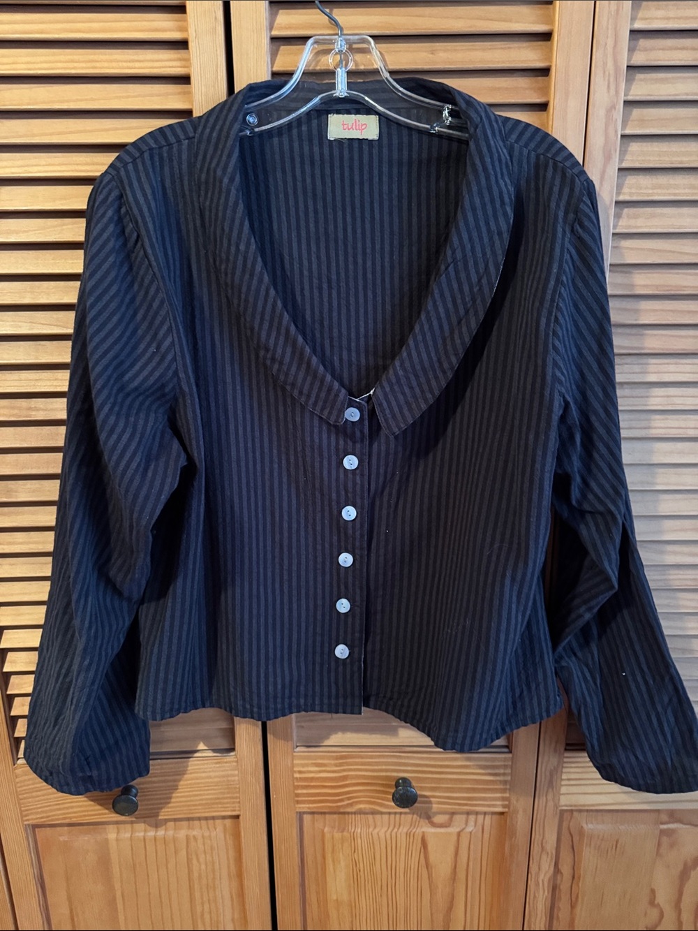TULIP Black Pinstripe Button-Front Women's Top or Jacket - Size L